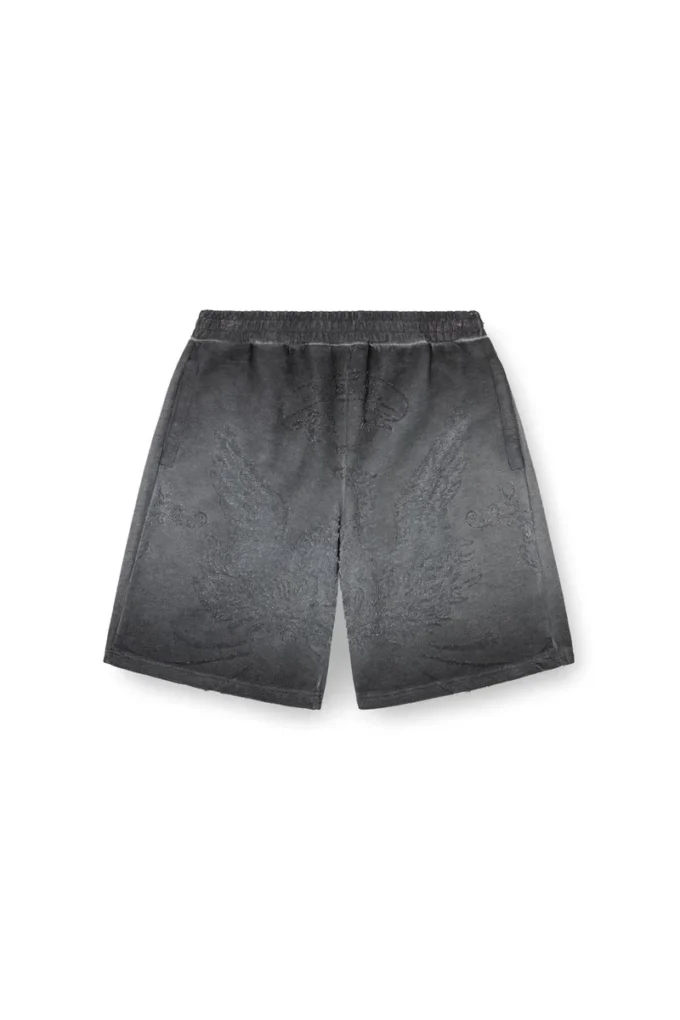 p-crowde Pantaloncini in felpa con fenice devoré p-crowde Pantaloncini in felpa con fenice devoré