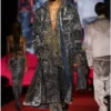 d-bla-long-dev-fse Cappotto in denim devoré gessato