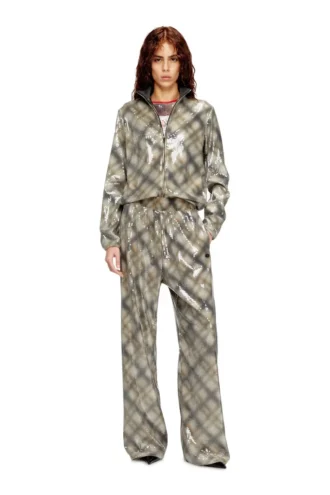 p-erqueen Pantaloni con paillettes e motivo a quadri