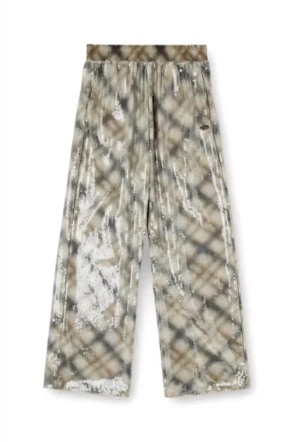 p-erqueen Pantaloni con paillettes e motivo a quadri