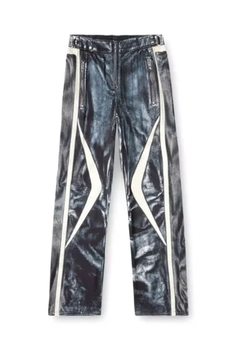 p-theck-bmcz Pantaloni da tuta in raso con effetto trompe l’oeil da motociclista
