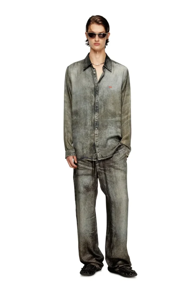 p-theck-lkct Pantaloni elasticizzati in viscosa effetto denim