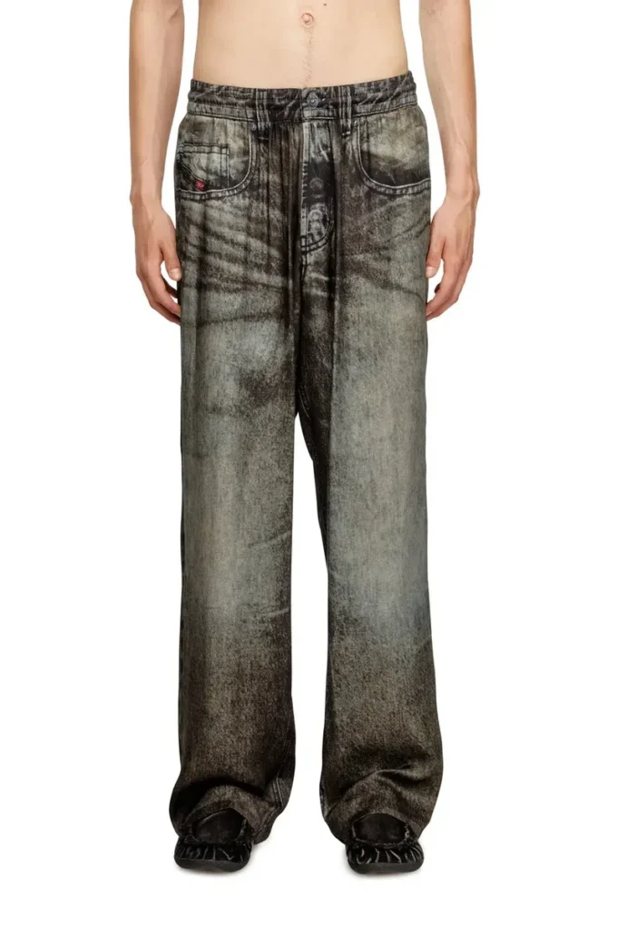 p-theck-lkct Pantaloni elasticizzati in viscosa effetto denim
