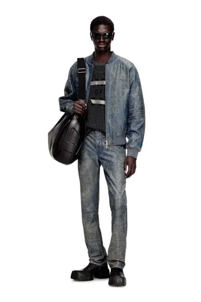 p-vyll-qmbw Pantaloni in pelle dal taglio jeans