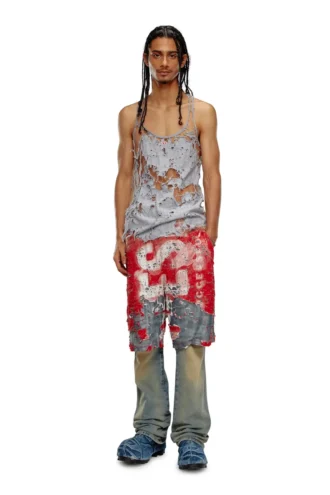 Pantaloncini con logo p-eel in jersey effetto consumato