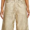 Pantaloncini dile_luna Pantaloncini in denim metallizzato effetto consumato
