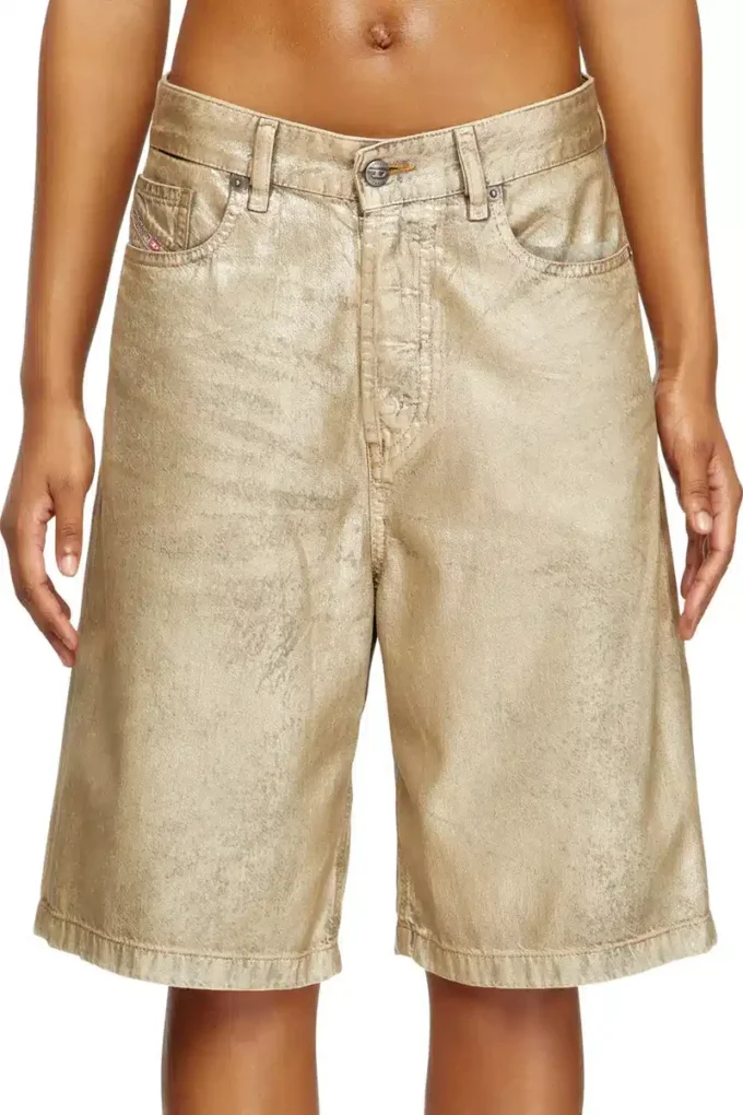 Pantaloncini dile_luna Pantaloncini in denim metallizzato effetto consumato