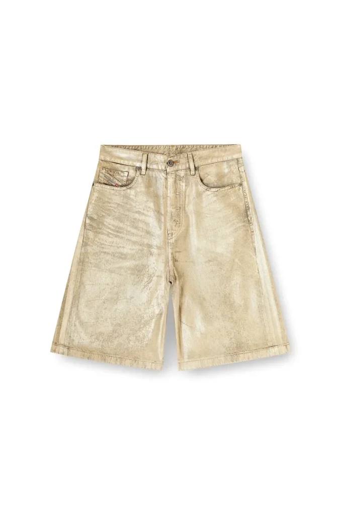 Pantaloncini dile_luna Pantaloncini in denim metallizzato effetto consumato