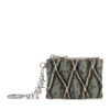 Portacarte con catena Portacarte in denim trapuntato argyle