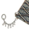 Portacarte con catena Portacarte in denim trapuntato argyle