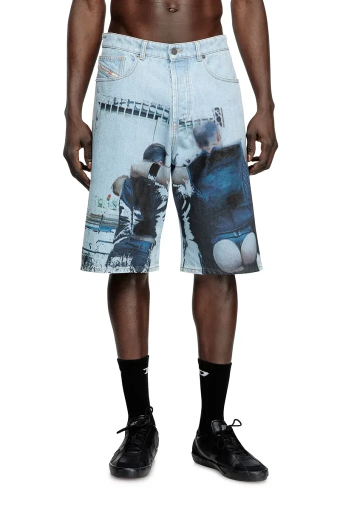 pr-d-rixford-s Shorts in denim con stampa slavata pr-d-rixford-s Shorts in denim con stampa slavata