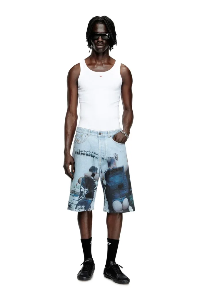 pr-d-rixford-s Shorts in denim con stampa slavata pr-d-rixford-s Shorts in denim con stampa slavata