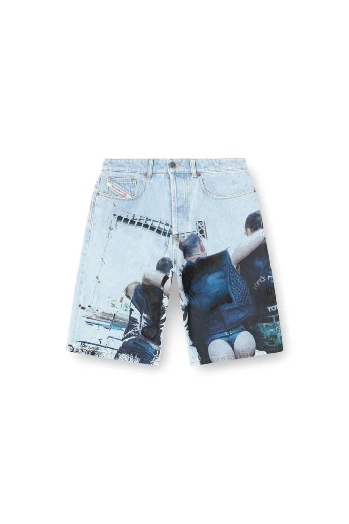 pr-d-rixford-s Shorts in denim con stampa slavata pr-d-rixford-s Shorts in denim con stampa slavata