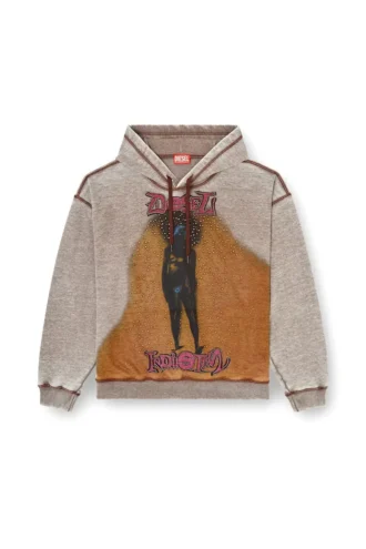 s-boxton-hood Felpa con cappuccio con stampa e borchie
