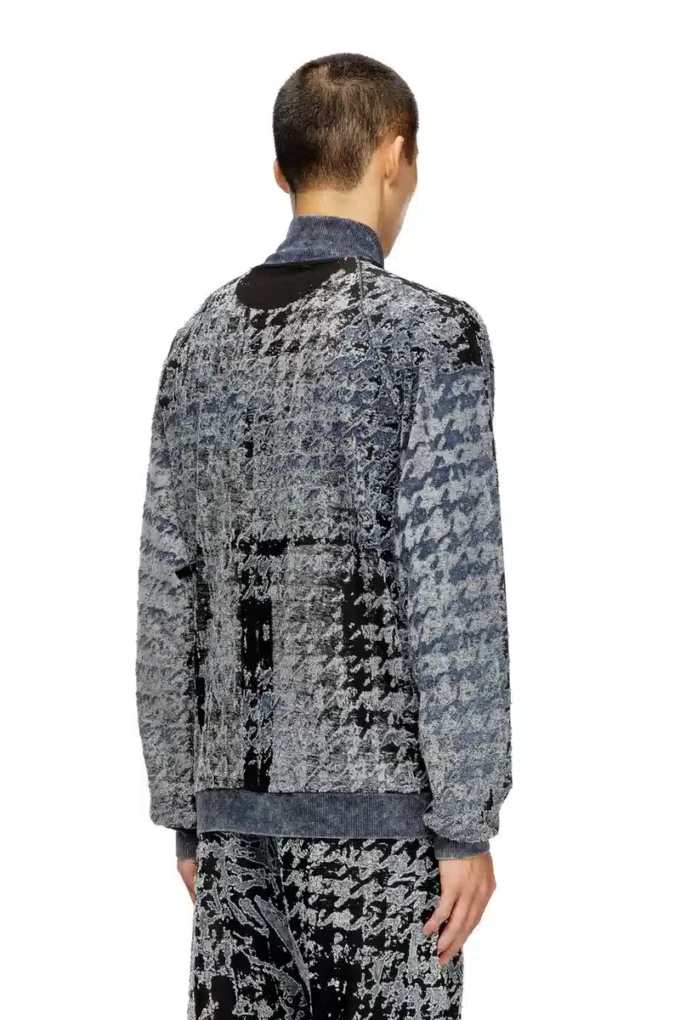 s-corr Felpa con zip in pied-de-poule devoré s-corr Felpa con zip in pied-de-poule devoré