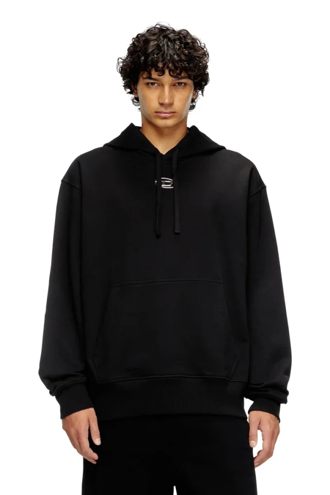 s-macs-hood-od Felpa con cappuccio con logo metallico