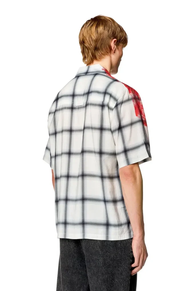 s-nabil Camicia da bowling a quadri con logo sbiadito s-nabil Camicia da bowling a quadri con logo sbiadito