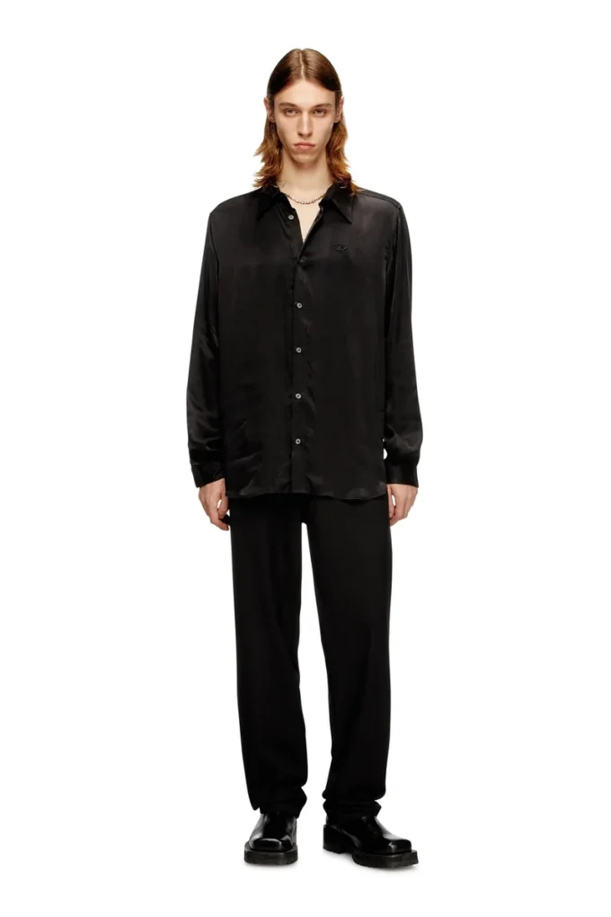 s-simply-ajfu Camicia in cupro con logo ricamato s-simply-ajfu Camicia in cupro con logo ricamato