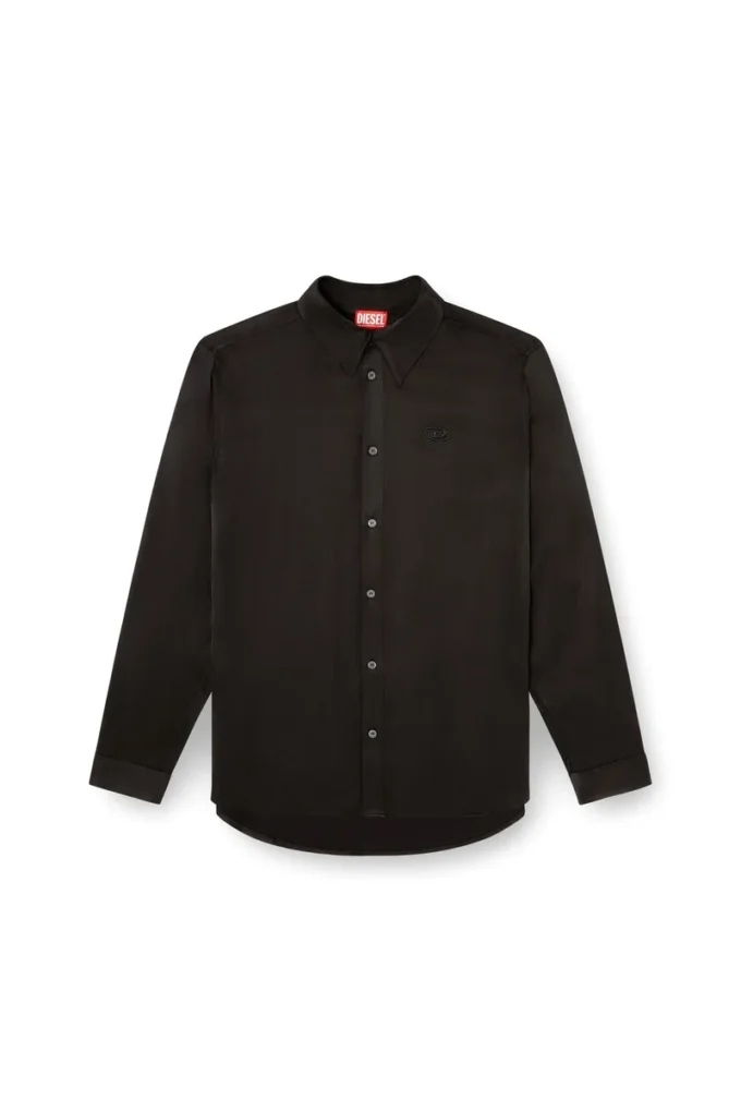 s-simply-ajfu Camicia in cupro con logo ricamato s-simply-ajfu Camicia in cupro con logo ricamato