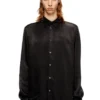s-simply-ajfu Camicia in cupro con logo ricamato s-simply-ajfu Camicia in cupro con logo ricamato