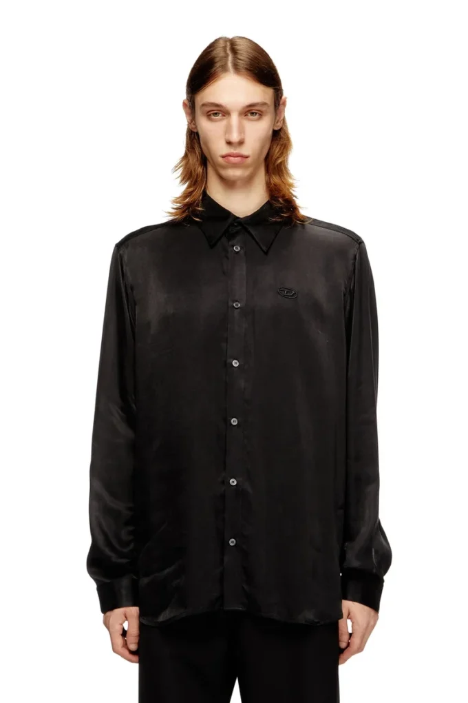 s-simply-ajfu Camicia in cupro con logo ricamato s-simply-ajfu Camicia in cupro con logo ricamato
