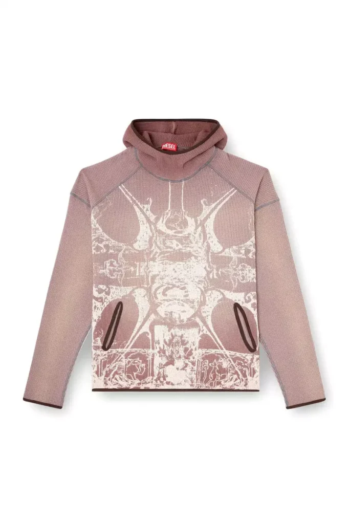 s-waf-hood-new Felpa con cappuccio effetto waffle slavato con stampa grafica
