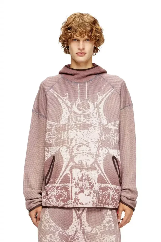 s-waf-hood-new Felpa con cappuccio effetto waffle slavato con stampa grafica