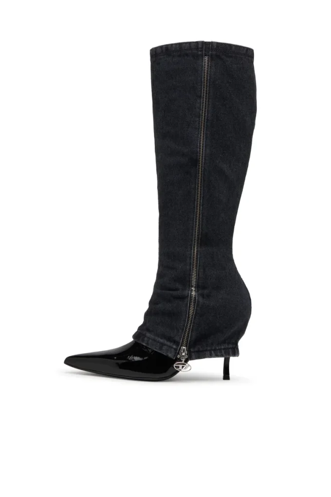 Stivali attorcigliati D-Venus Stivali al ginocchio D-Venus-Stiletto con effetto trompe l’oeil jeans Stivali attorcigliati D-Venus Stivali al ginocchio D-Venus-Stiletto con effetto trompe l’oeil jeans