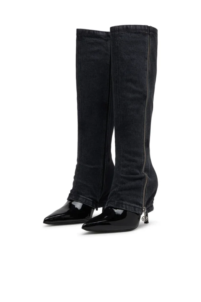 Stivali attorcigliati D-Venus Stivali al ginocchio D-Venus-Stiletto con effetto trompe l’oeil jeans Stivali attorcigliati D-Venus Stivali al ginocchio D-Venus-Stiletto con effetto trompe l’oeil jeans