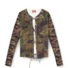 t-afry Cardigan con lacci e stampe mimetiche miste t-afry Cardigan con lacci e stampe mimetiche miste