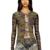 t-afry Cardigan con lacci e stampe mimetiche miste t-afry Cardigan con lacci e stampe mimetiche miste