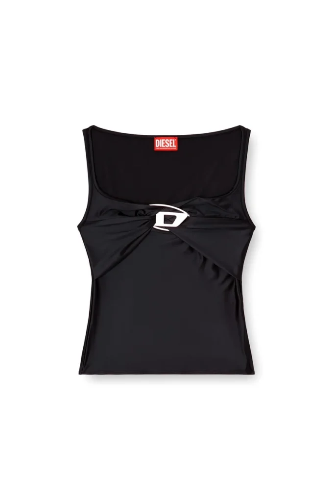 t-amai Top in jersey di nylon con ruches t-amai Top in jersey di nylon con ruches