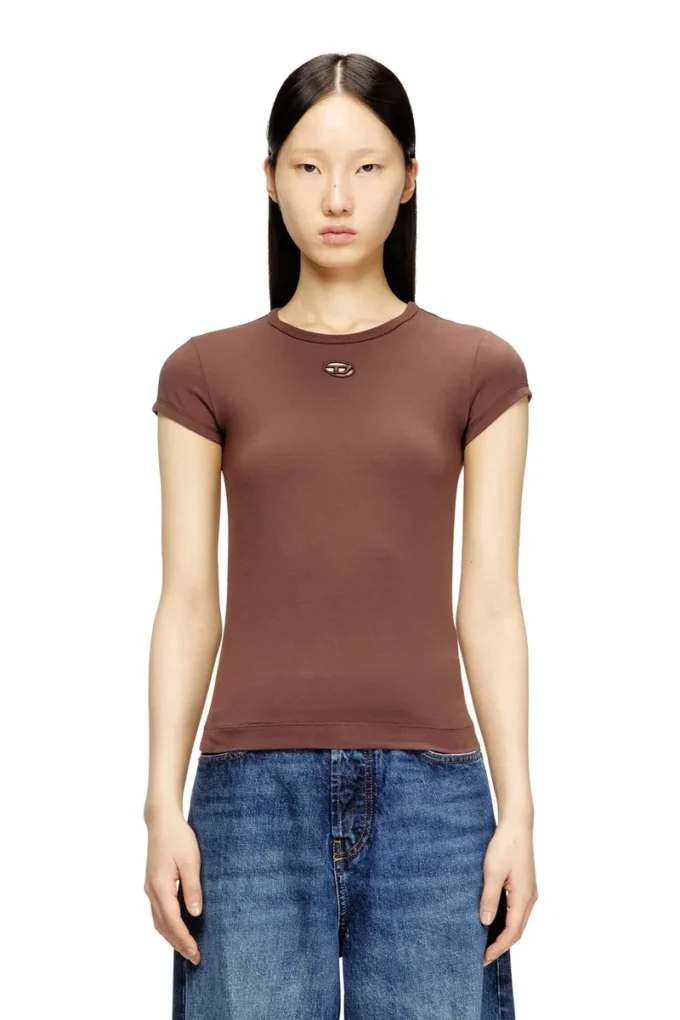 t-angie-od T-shirt con logo ricamato traforato t-angie-od T-shirt con logo ricamato traforato