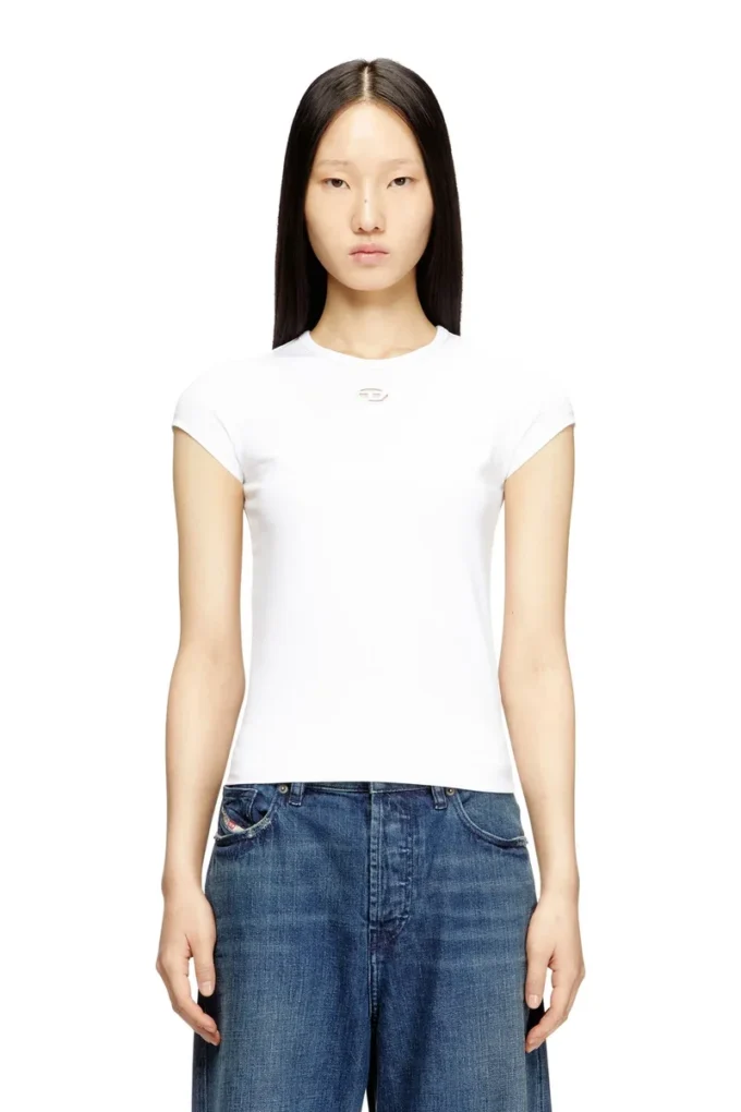 t-angie-od T-shirt con logo ricamato traforato t-angie-od T-shirt con logo ricamato traforato