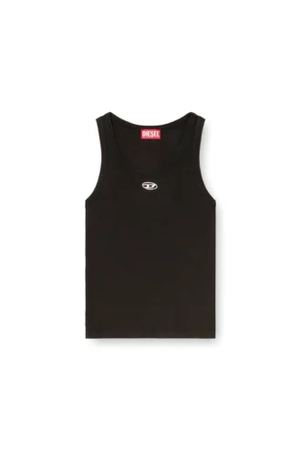 t-anki-od Canotta slim a costine con logo Oval D metallizzato