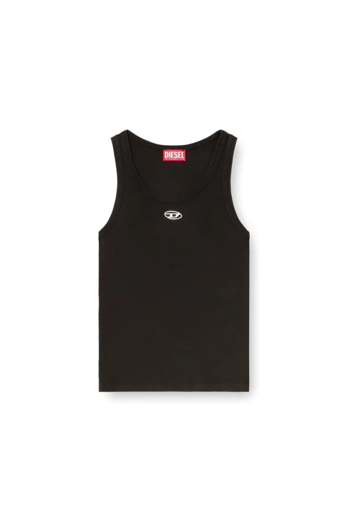 t-anki-od Canotta slim a costine con logo Oval D metallizzato t-anki-od Canotta slim a costine con logo Oval D metallizzato