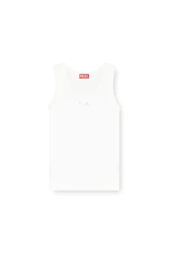 t-anki-od Canotta slim a costine con logo Oval D metallizzato
