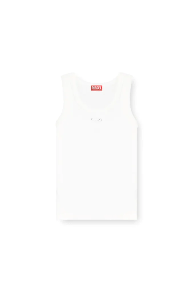 t-anki-od Canotta slim a costine con logo Oval D metallizzato t-anki-od Canotta slim a costine con logo Oval D metallizzato