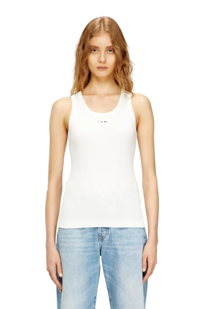 t-anki-od Canotta slim a costine con logo Oval D metallizzato t-anki-od Canotta slim a costine con logo Oval D metallizzato