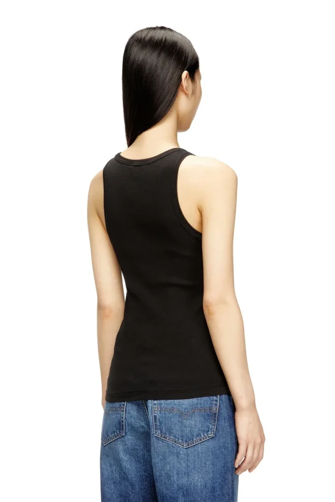 t-anki-od Canotta slim a costine con logo Oval D metallizzato t-anki-od Canotta slim a costine con logo Oval D metallizzato
