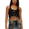 t-bils-dev Canotta in tulle con jersey distrutto t-bils-dev Canotta in tulle con jersey distrutto
