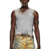 t-bisco-burn-art Top in tulle con stampa plastica bruciata t-bisco-burn-art Top in tulle con stampa plastica bruciata