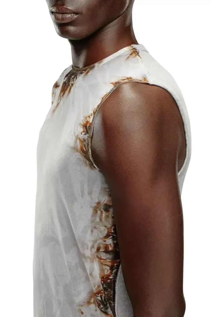 t-bisco-burn-art Top in tulle con stampa plastica bruciata t-bisco-burn-art Top in tulle con stampa plastica bruciata