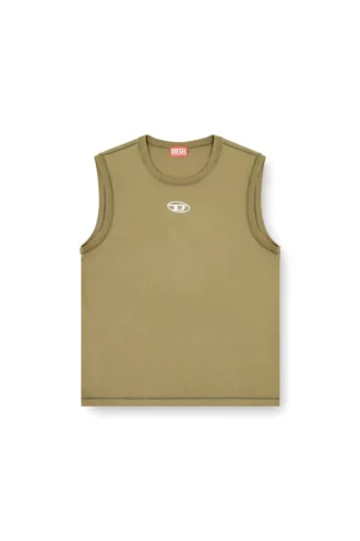 t-bisco-iod Top senza maniche in cotone con Oval D metallico