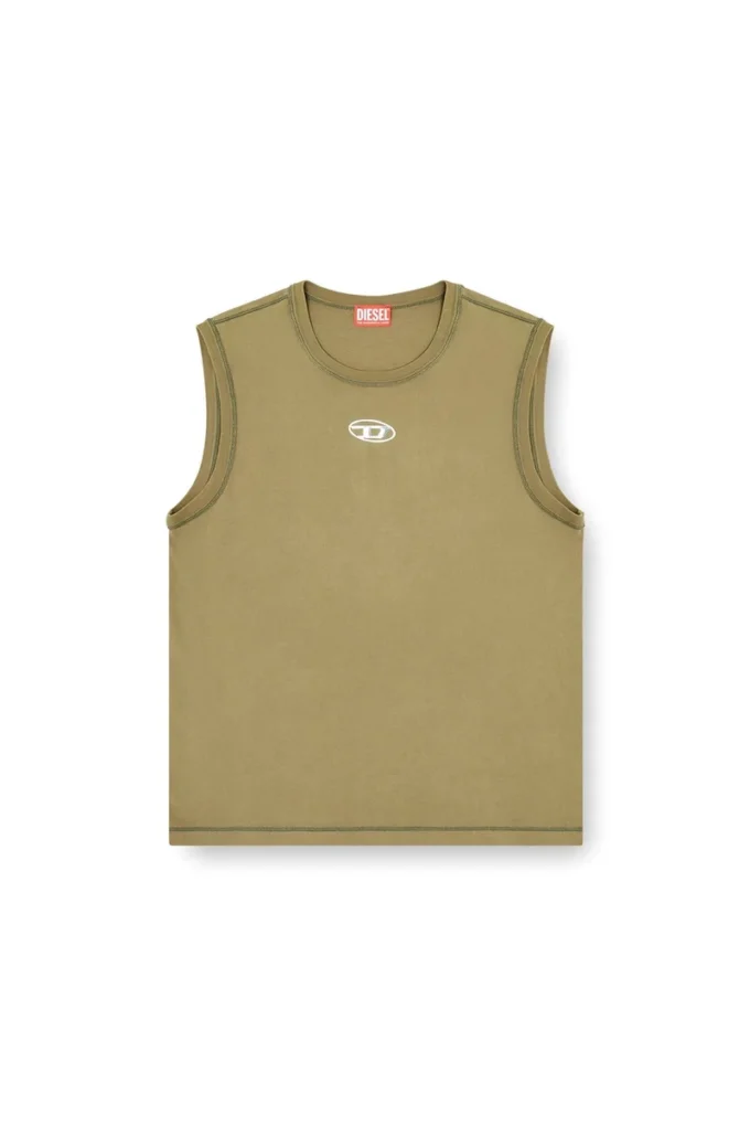 t-bisco-iod Top senza maniche in cotone con Oval D metallico t-bisco-iod Top senza maniche in cotone con Oval D metallico