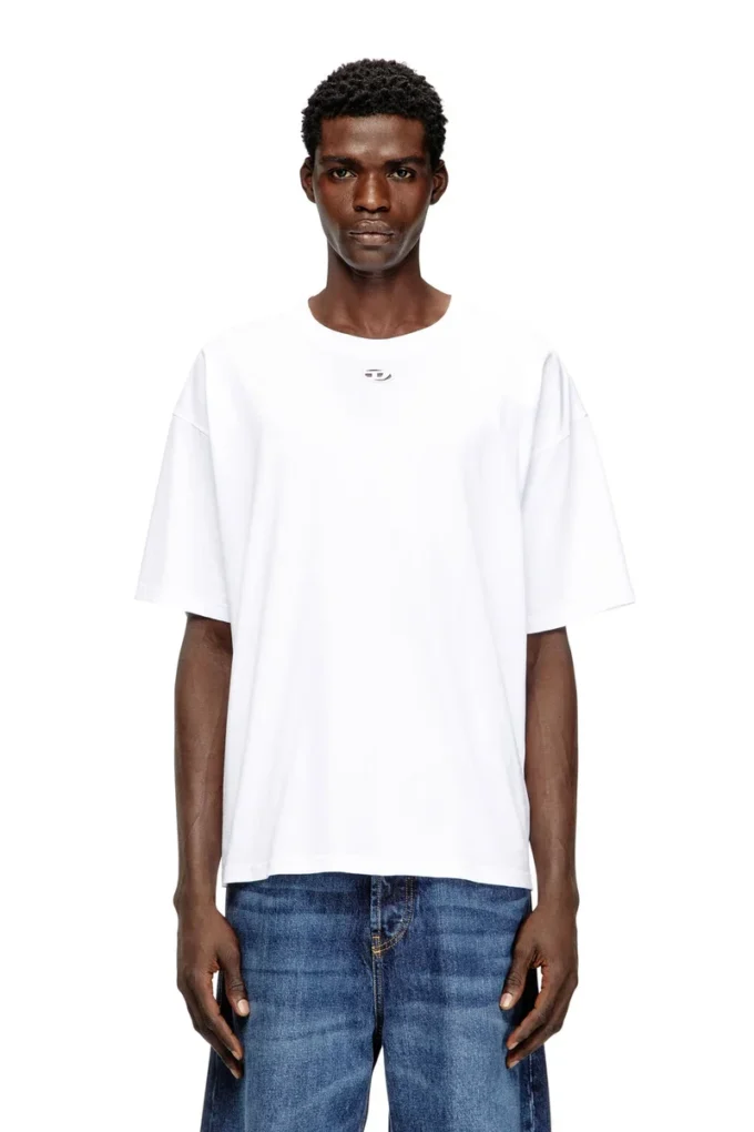 t-boxt-dco T-shirt comoda in cotone con ricamo D ovale