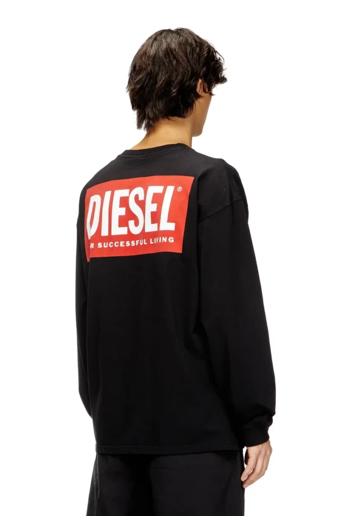 t-boxt-ls-bisk T-shirt comoda a maniche lunghe con loghi Diesel