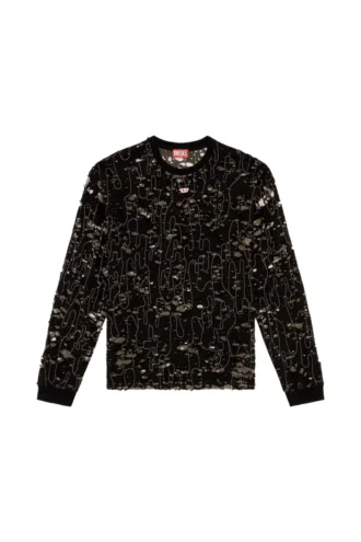 t-boxt-ls-devor T-shirt in tulle con jersey distrutto