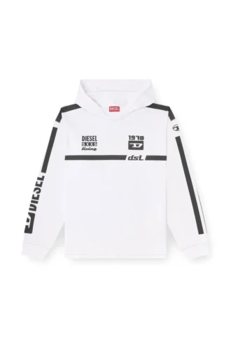 t-boxt-ls-hood-rib T-shirt con cappuccio e grafica a contrasto