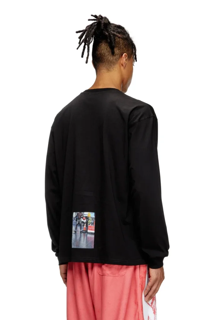 t-boxt-ls-t5 T-shirt a maniche lunghe con patch fotografiche con logo